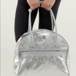 Lululemon sweat once a day silver gym tote bag